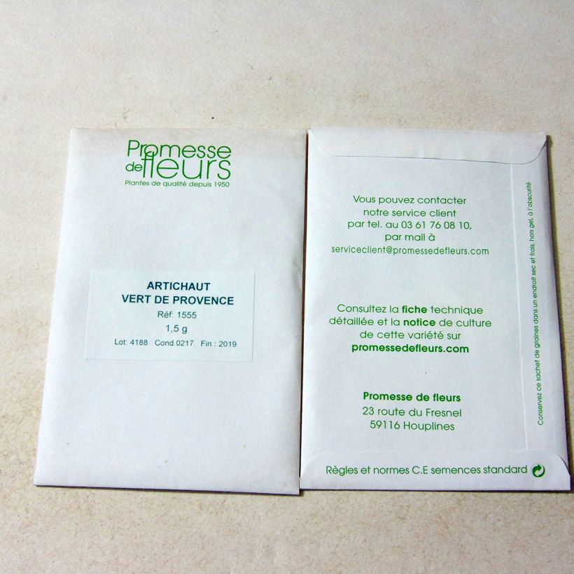 Example of Artichaut Vert de Provence per pack of 25 seeds (1,5g) as you get