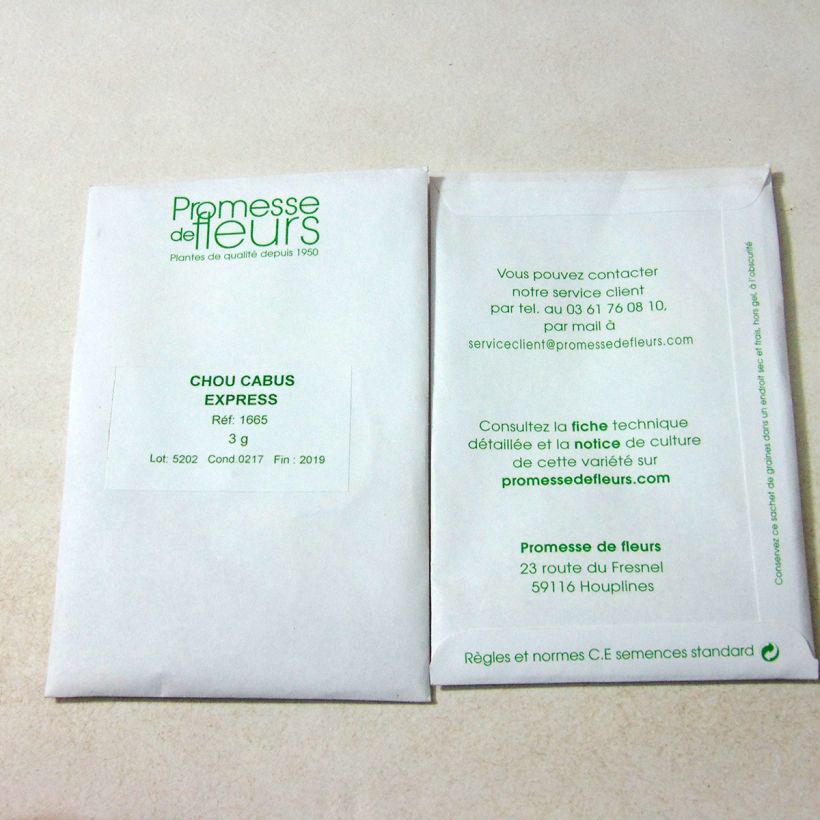 Example of Chou Cabus Express per pack of 600 seeds (3g) as you get