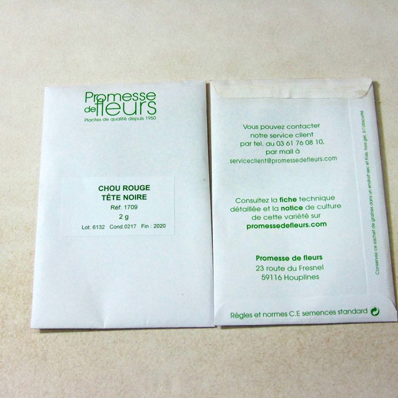Example of Chou cabus Tête Noire rouge per pack of 500 seeds (2g) as you get