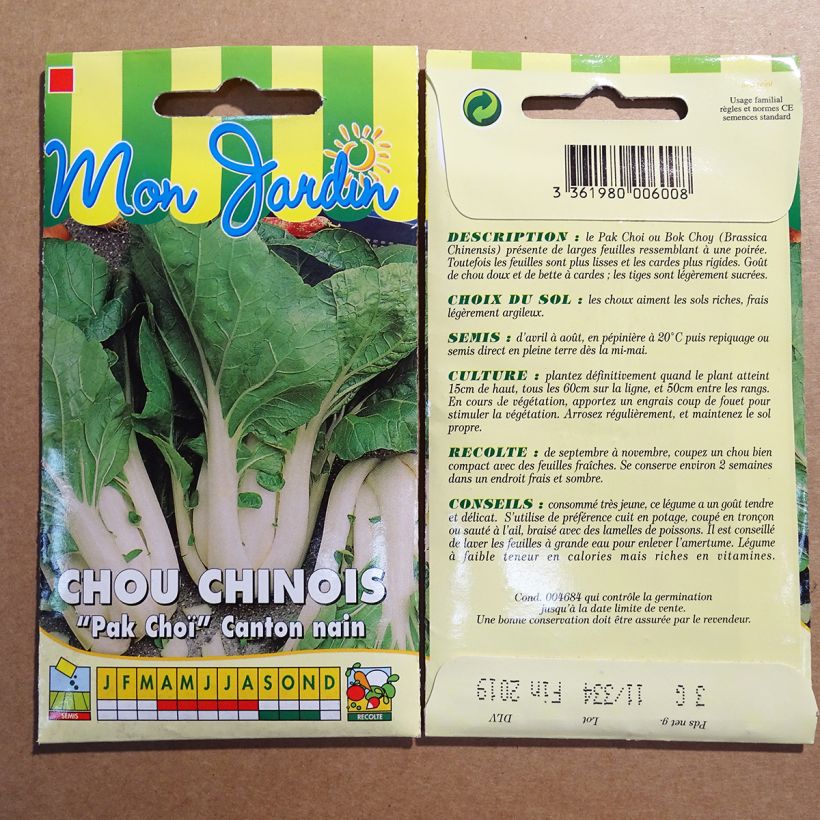 Example of Chou de Chine Pak Choi Canton nain - Brassica pekinensis per pack of 150 seeds (3g) as you get