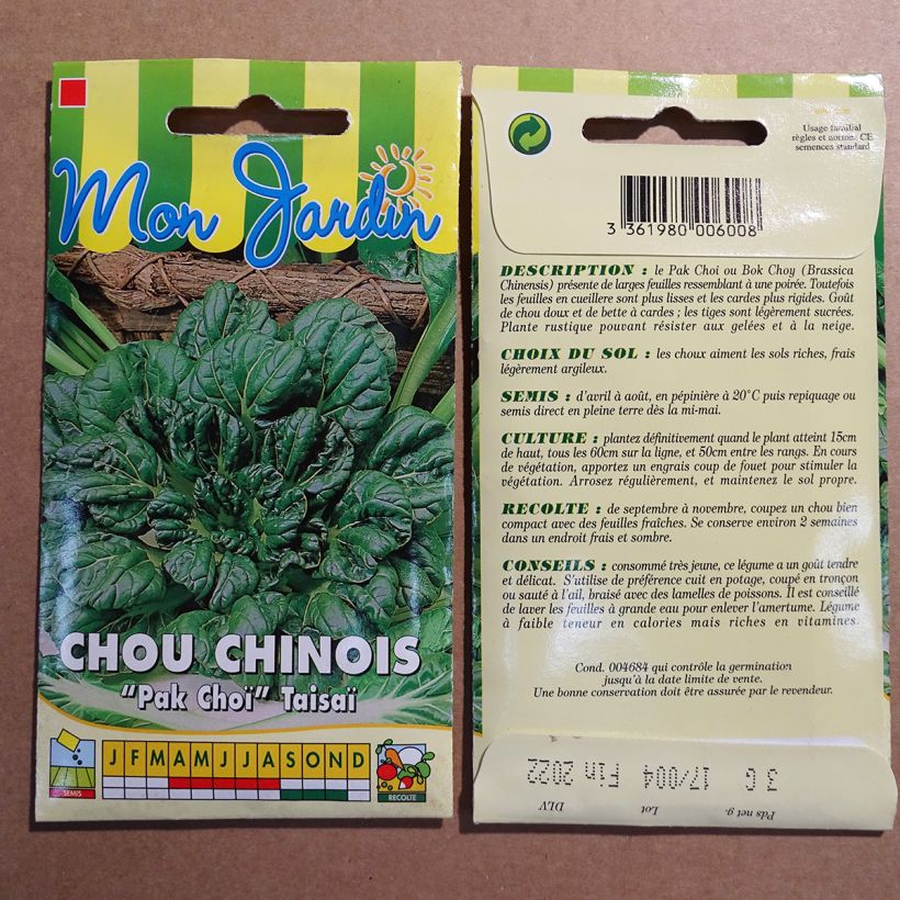 Example of Chou de Chine Pak Choi Tai Sai - Brassica pekinensis per pack of 150 seeds (3g) as you get