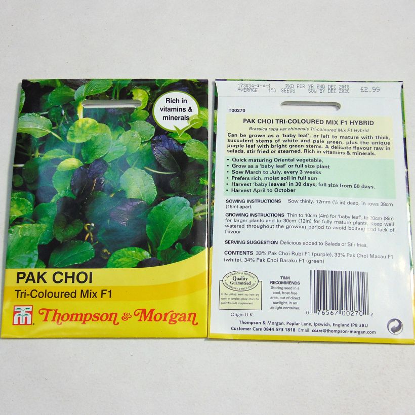 Example of Chou de Chine Pak Choï Tricoloured Mix F1 per pack of 150 seeds as you get