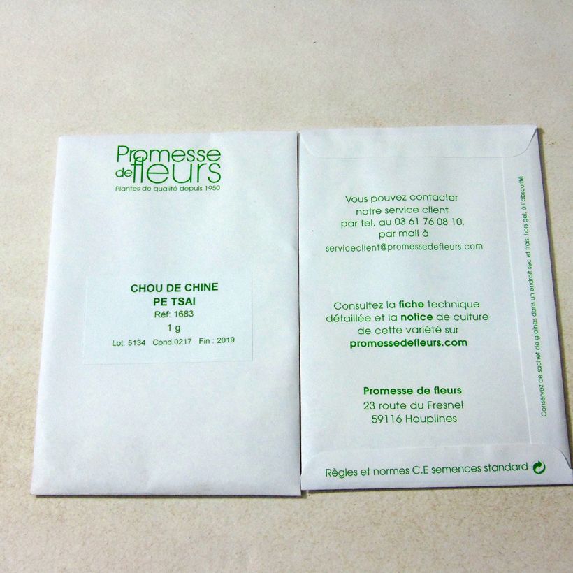 Example of Chou de Chine Pe Tsaï per pack of 400 seeds (1g) as you get
