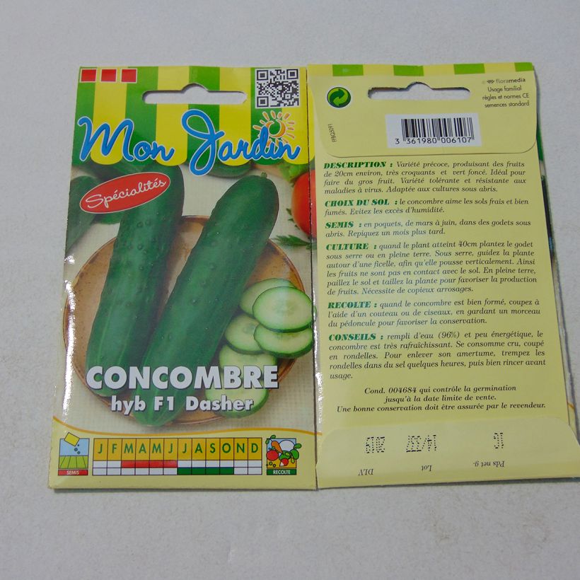 Example of Concombre Dasher F1 - Cucumis sativus per pack of 35 seeds (1g) as you get