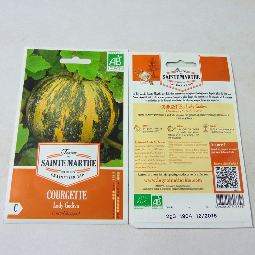Example of Courge Lady Godiva Bio - Ferme de Sainte Marthe per pack of 8 seeds (2.3g) as you get