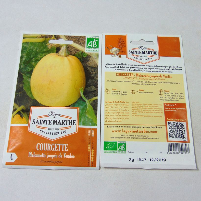 Example of Courge Melonnette Jaspée de Vendée Bio - Ferme de Sainte Marthe per pack of 10 seeds (2g) as you get