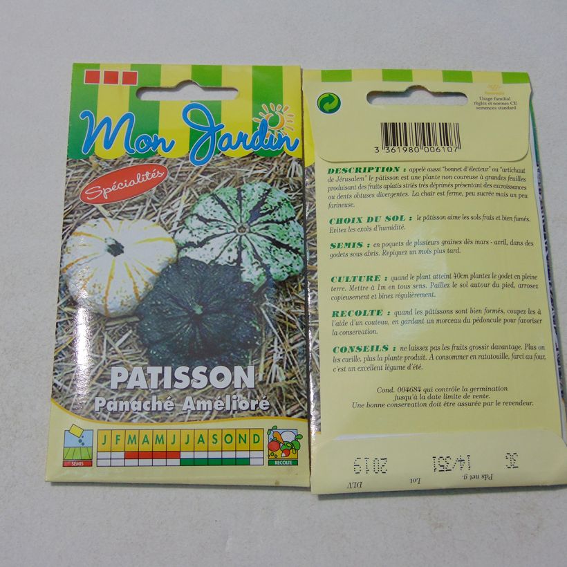 Example of Courge Pâtisson Vert Panaché de Blanc per pack of 20 seeds (3g) as you get