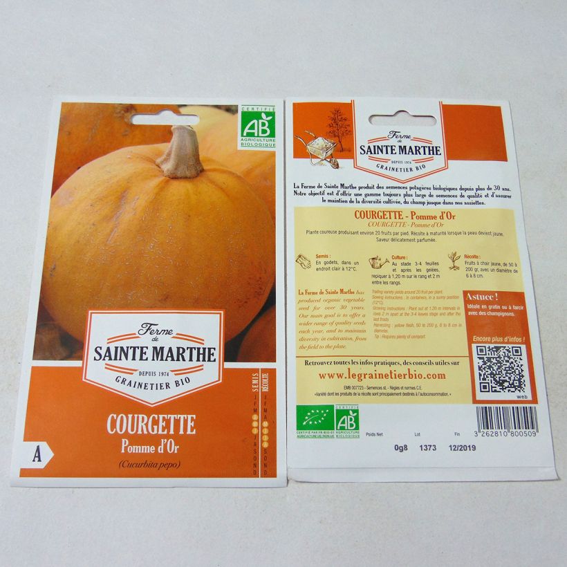 Example of Courge Pomme d'Or Bio - Ferme de Sainte Marthe per pack of 10 seeds as you get
