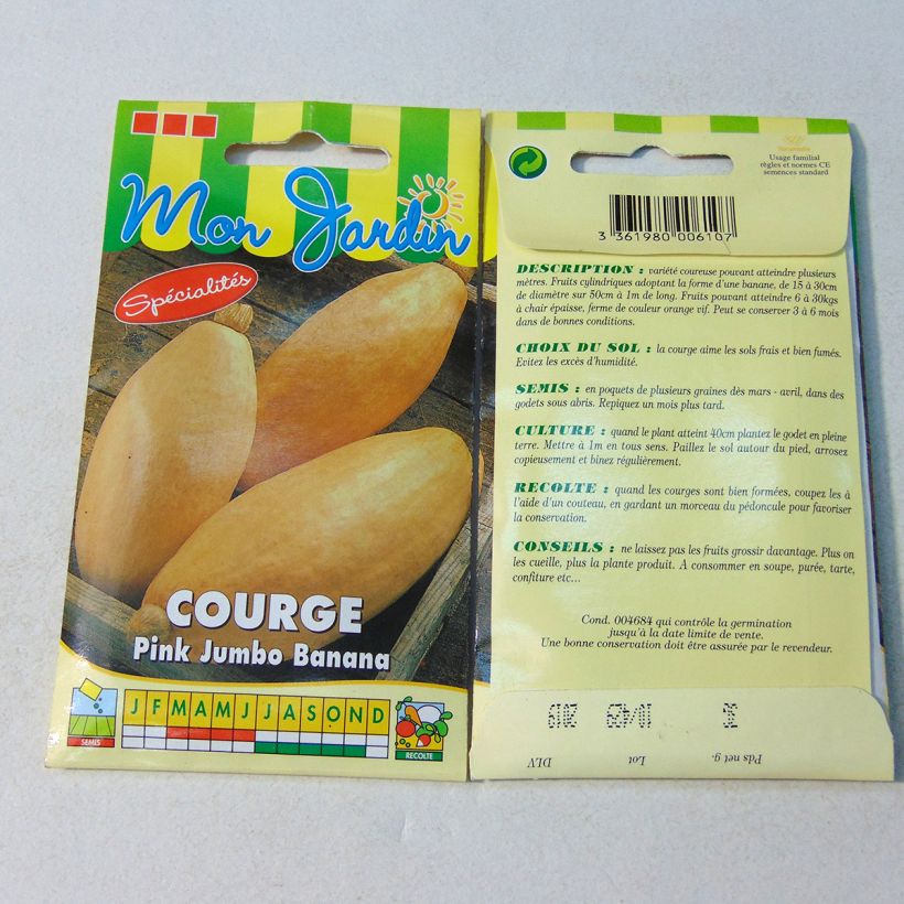 Example of Courge ou Potiron Pink Jumbo Banana per pack of 15 seeds (3g) as you get
