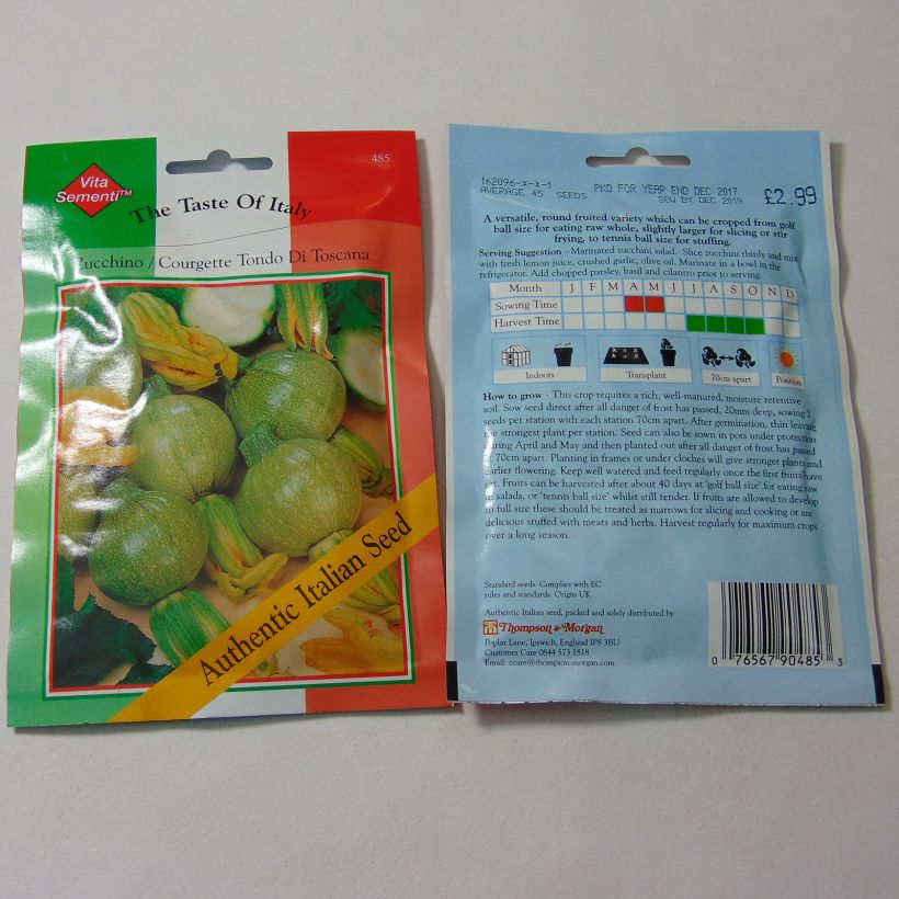 Example of Courgette Tondo di Toscana per pack of 45 seeds as you get