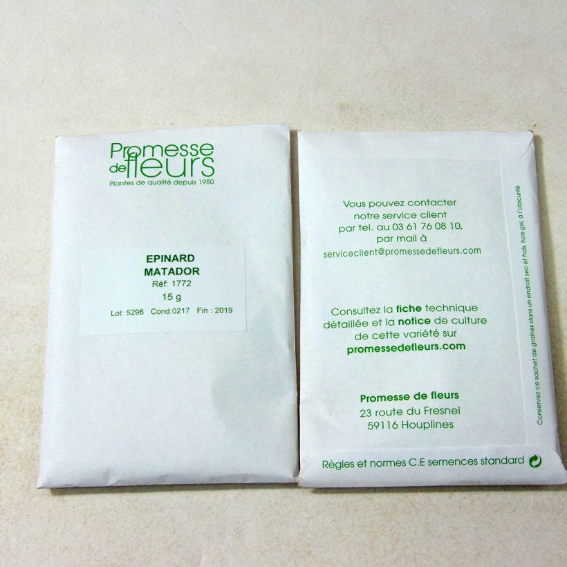 Example of Epinard Matador Foncé per pack of 1000 seeds (15g) as you get