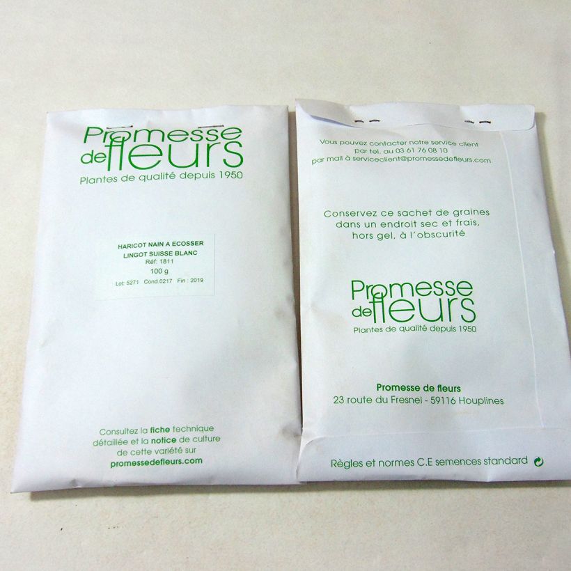 Example of Haricot nain à écosser Lingot suisse blanc per pack of 100 seeds (100g) as you get