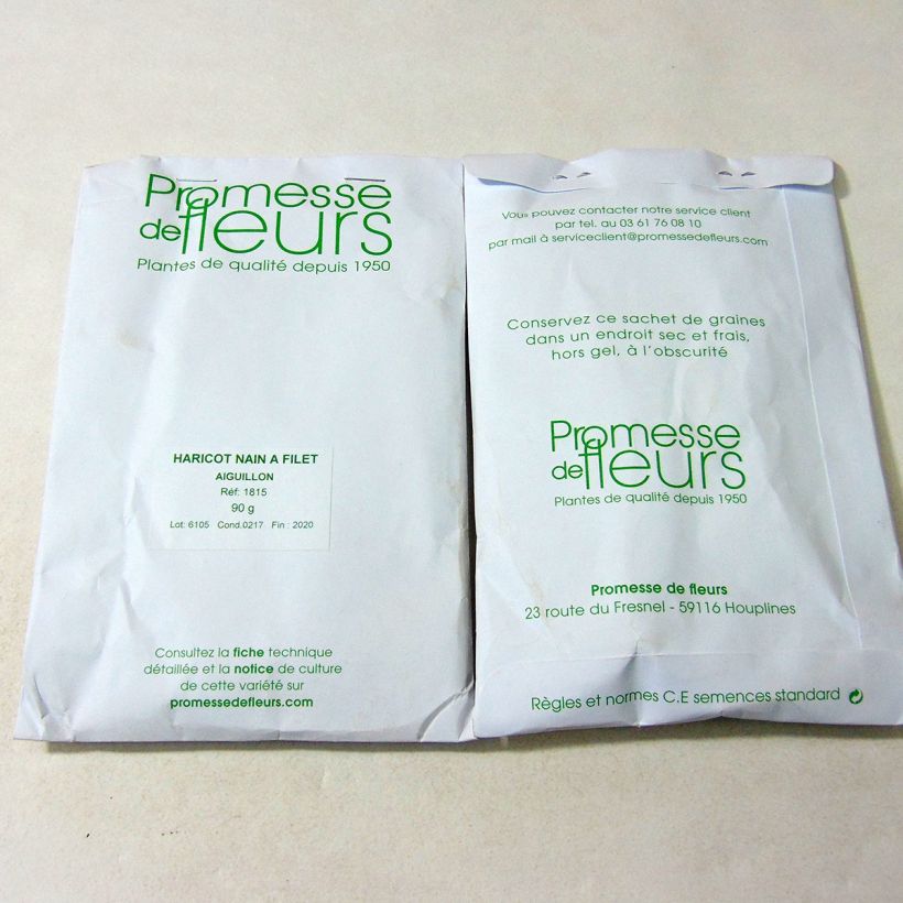 Example of Haricot nain à filet Aiguillon per pack of 220 seeds (90g) as you get