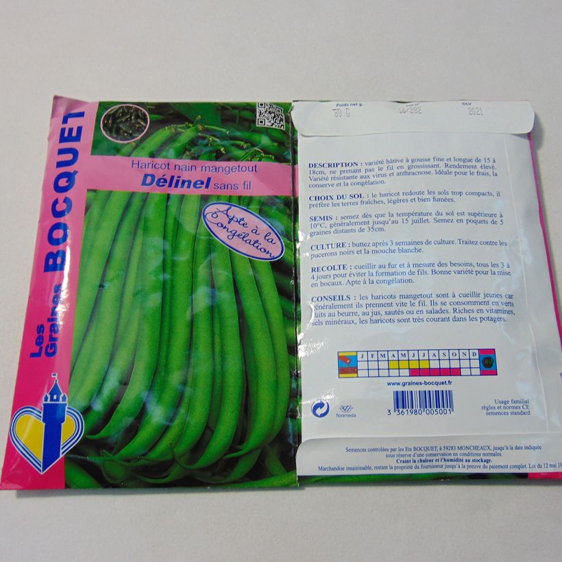Example of Haricot nain à filet Delinel - Phaseolus vulgaris per pack of 160 seeds (80g) as you get