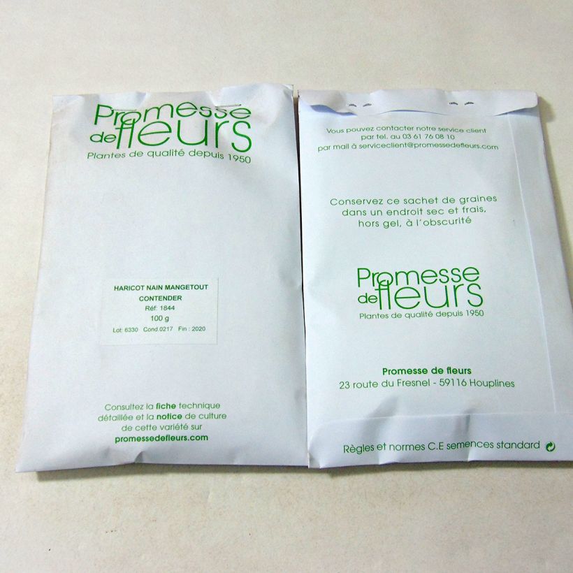 Example of Haricot nain mangetout Contender per pack of 150 seeds (100g) as you get