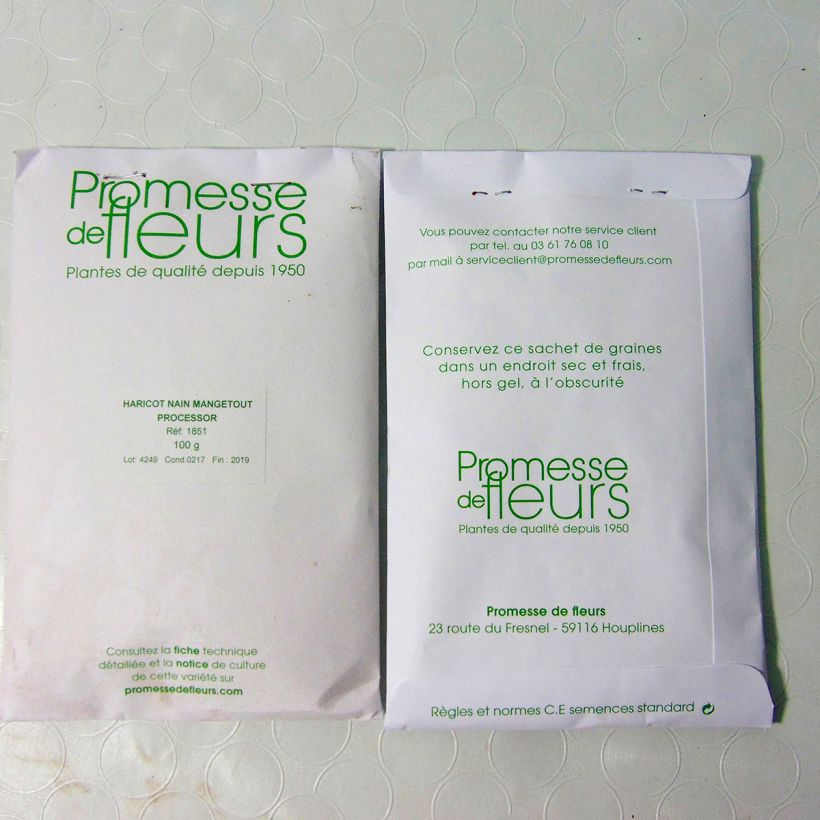 Example of Haricot nain mangetout Processor per pack of 250 seeds (100g) as you get