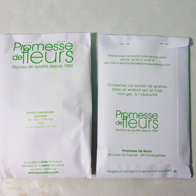 Example of Haricot nain mangetout beurre Roi des Beurres ou Kinghorn per pack of 300 seeds (100g) as you get
