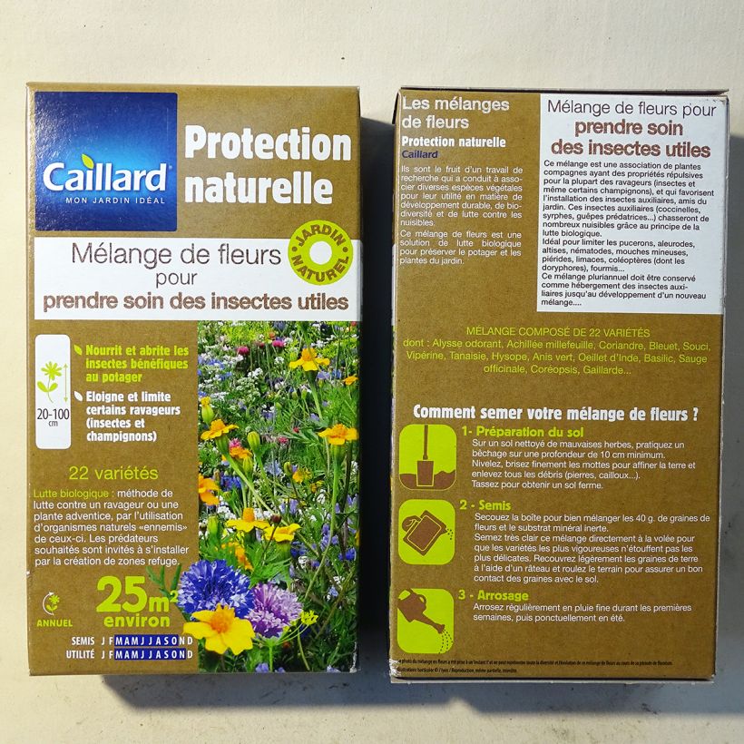 Example of Mélange de fleurs pour prendre soin des auxiliaires per 40 g seed pack as you get