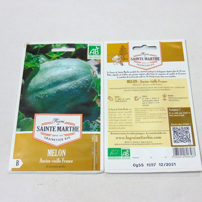 Example of Melon Ancien Vieille France Bio - Ferme de Sainte Marthe per pack of 15 seeds as you get