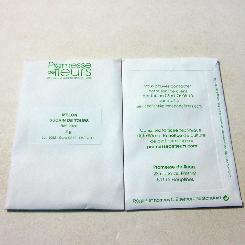 Example of Melon sucrin de Tours per pack of 75 seeds (1g) as you get