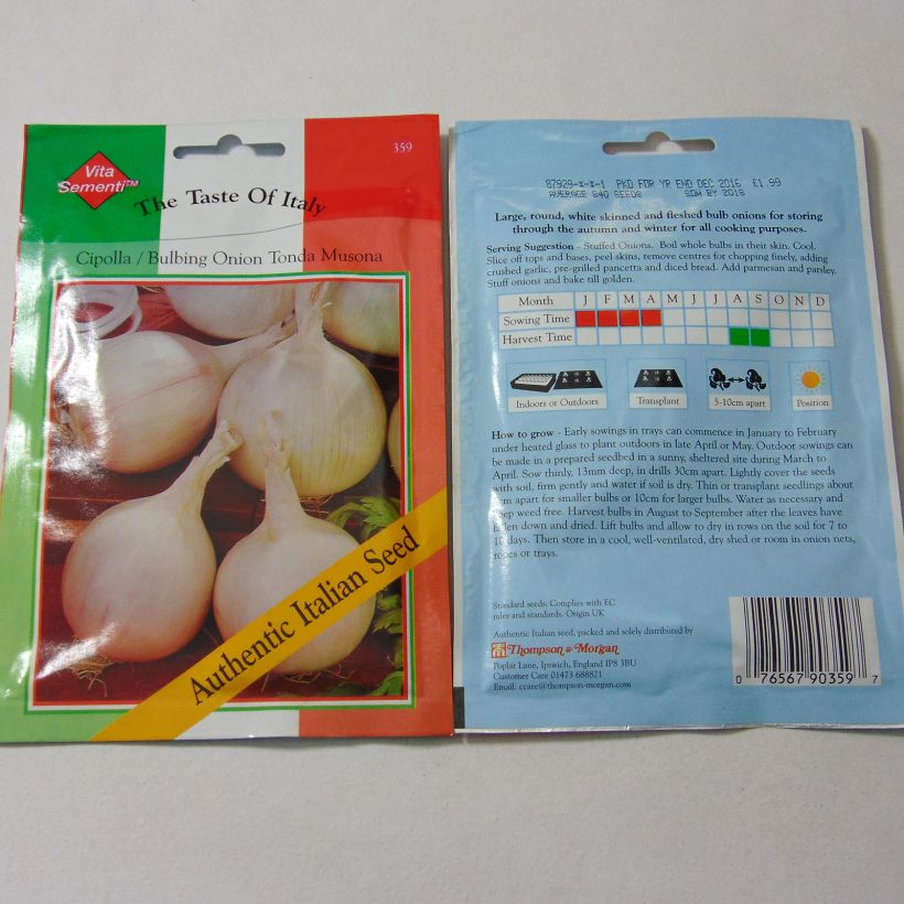 Example of Oignon blanc Tonda Musona - Allium cepa per pack of 600 seeds (3g) as you get