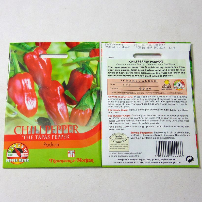 Example of Piment Padron - Capsicum annuum per pack of 10 seeds as you get