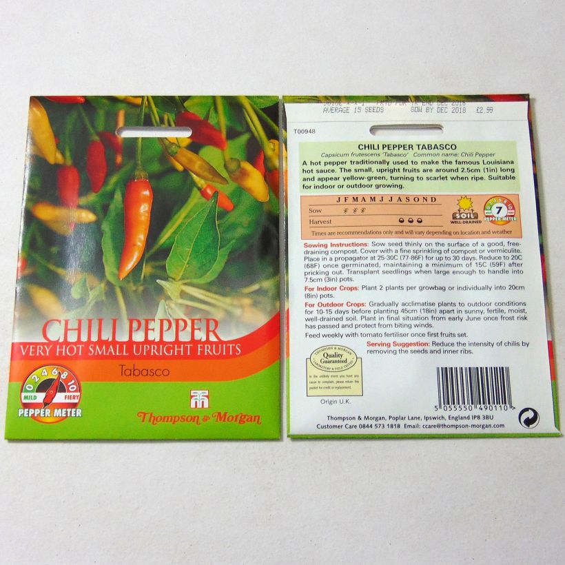 Example of Piment Tabasco - Capsicum annuum per pack of 15 seeds as you get