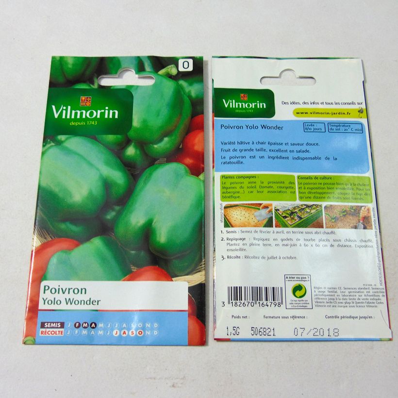 Example of Piment doux d'Espagne Yolo Wonder - Poivron - Vilmorin per pack of 180 seeds (1,5g) as you get