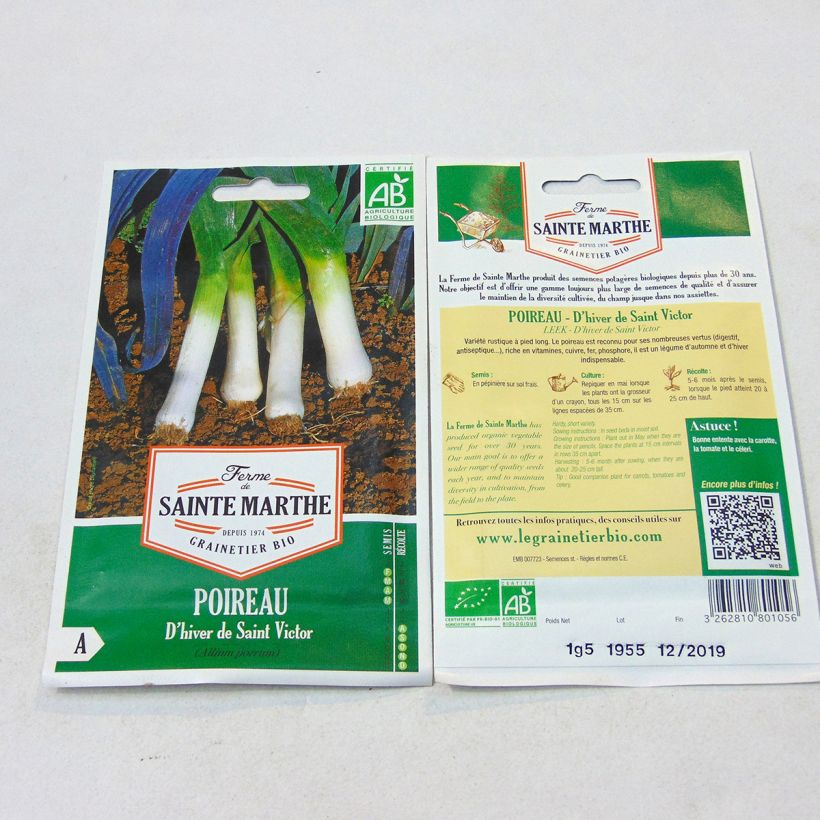 Example of Poireau d'Hiver de Saint Victor Bio - Ferme de Sainte Marthe per pack of 400 seeds (1g) as you get