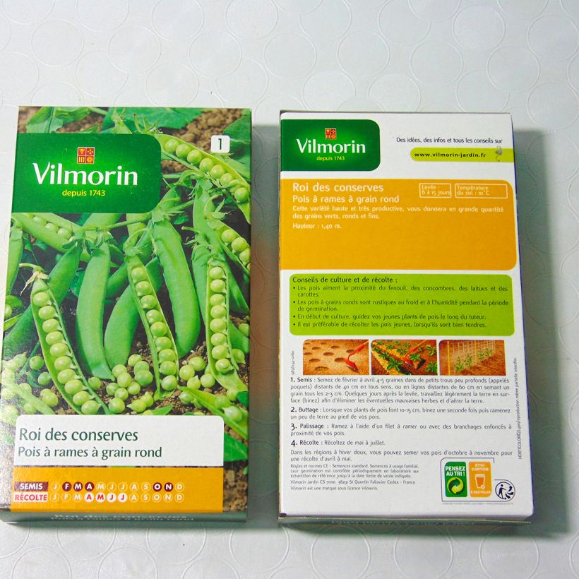 Example of Pois à rames Roi des conserves à grains ronds - Vilmorin per pack of 600 seeds (200g) as you get