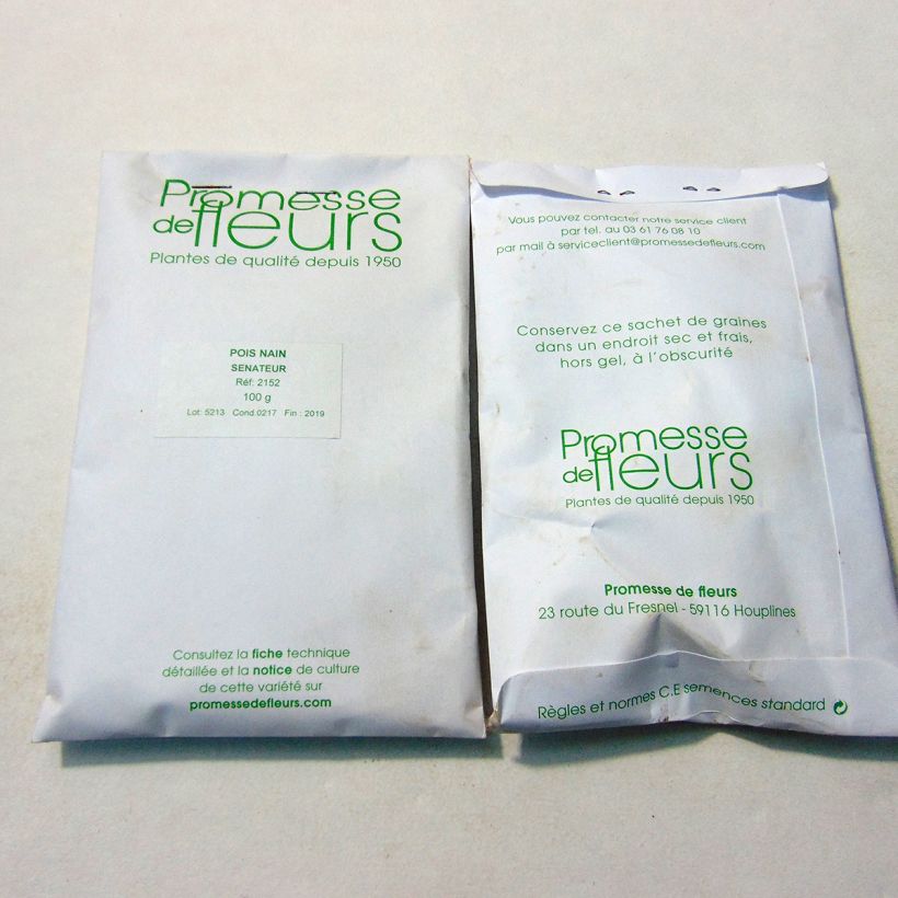 Example of Pois demi-ramant Sénateur à grains ridés - Pisum sativum per pack of 250-350 seeds (100g) as you get