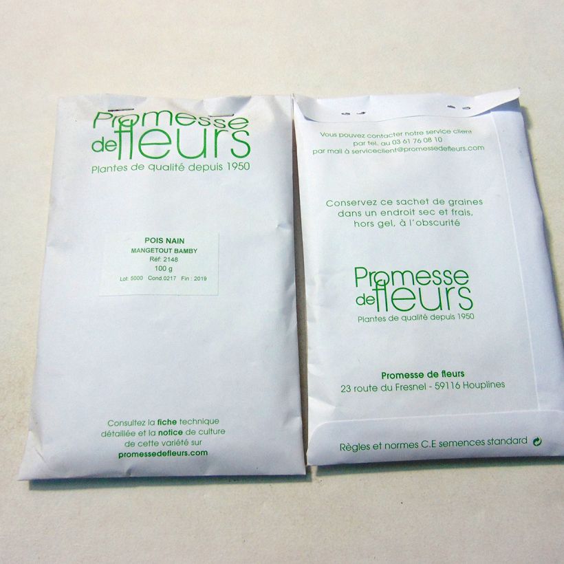 Example of Pois nain Bamby mangetout - Pisum sativum per pack of 250-350 seeds (100g) as you get