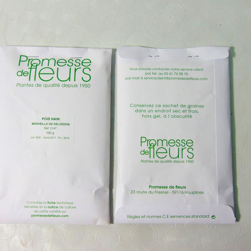 Example of Pois nain Merveille de Kelvedon (grains ridés ) - Pisum sativum per pack of 250-350 seeds (100g) as you get