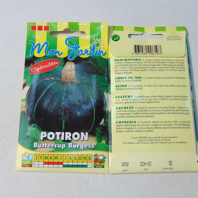 Example of Potiron Buttercup Burgess - Cucurbita maxima per pack of 30 seeds (5g) as you get