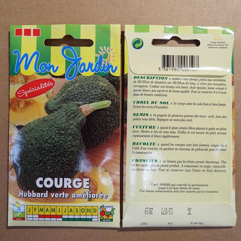 Example of Potiron Green Hubbard - Cucurbita maxima per pack of 18 seeds (3g) as you get