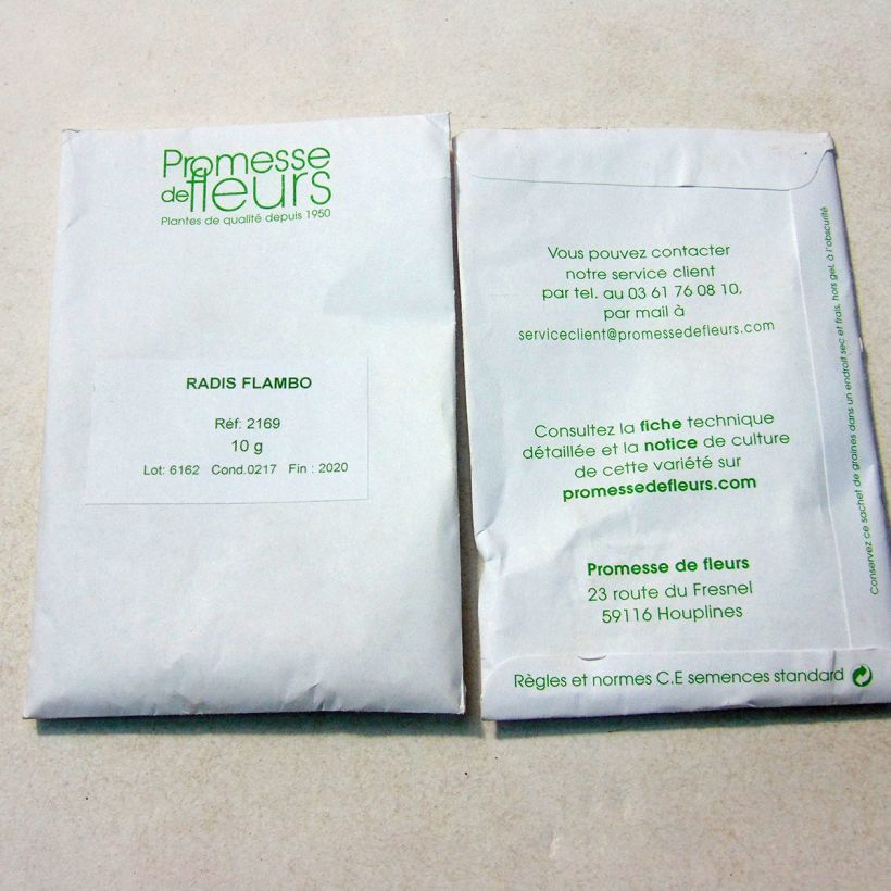 Example of Radis Flambo - Raphanus sativus per pack of 1000 seeds (10g) as you get