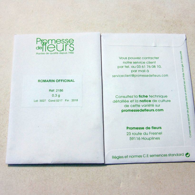 Example of Romarin officinal - Rosmarinus officinalis - Graines per pack of 200 seeds (0,3g) as you get