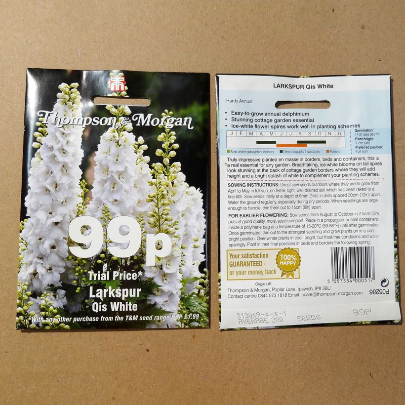 Example of Graines de Delphinium Qis White - Pied d'alouette annuel Thompson & Morgan per pack of 300 seeds (1g) as you get
